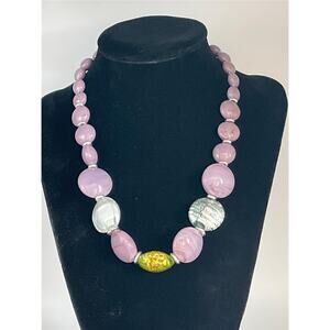 Genuine Certified Murano Lavender or Lilac Colored Glass Beaded Necklace